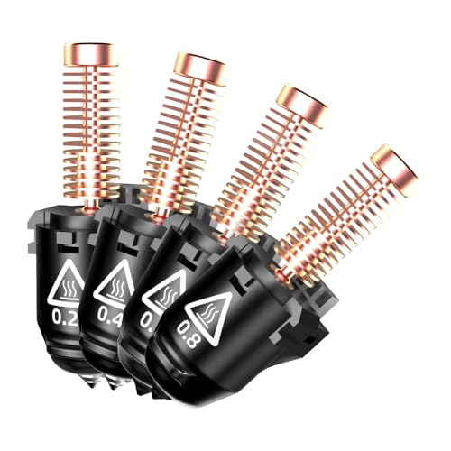FLASHFORGE Adventurer 5M Series 3D Printer Nozzle Assembly, 3S Quick-Detachable Nozzle,Max 280℃ High Temperature & High Flow 32mm³/s Nozzle for Adventurer 5M/5M Pro 3D Printers(4pcs Nozzles Set) - style: 0.25+0.4+0.6+0.8 for AD5M Series
