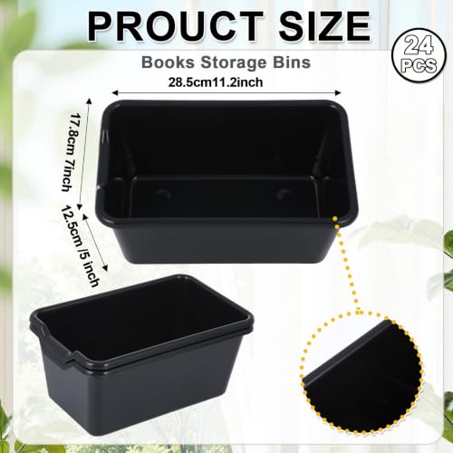 gisgfim 24 Pack Plastic Cubby Bins Book Bins for Classroom, Black - color: Black
