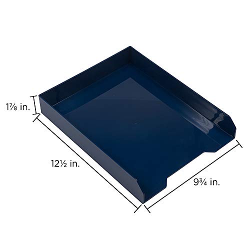 JAM PAPER Stackable Paper Trays - Navy Blue - Desktop Document, Letter, & File Organizer Tray - 2/Pack - color: Navy Blue, size: Pack of Two (2) Trays
