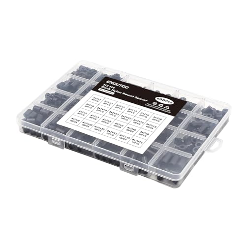 Exqutoo 600Pcs ABS Round Spacers ID 3mm & ID 4mm, OD 7mm - color: Black/3.2mm,600Pcs