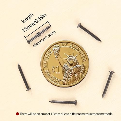 newlng 500PCS Small Nail Round Head Tiny Nails String Art Nails Hand-Made Hardware Accessories Fasteners Mini Nail 1.5mm X 15mm/0.06"X0.6"(DXL) Black - color: Black1.5*15mm