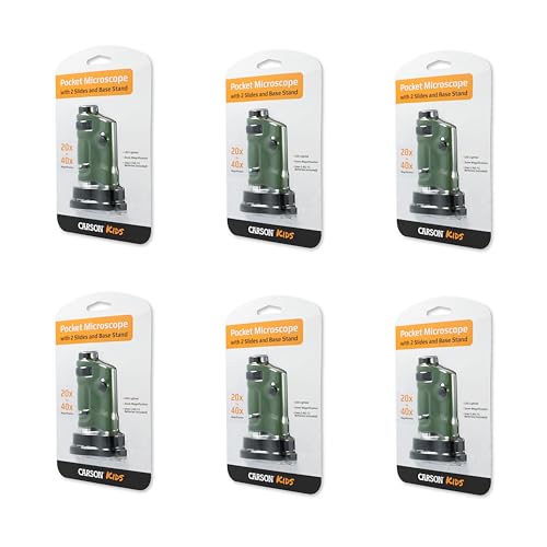 Carson MicroBrite 20x-40x LED Lighted Pocket Microscope for Learning, Education and Exploring - Set of 6 (MM-24MU) - size: Pack of 6