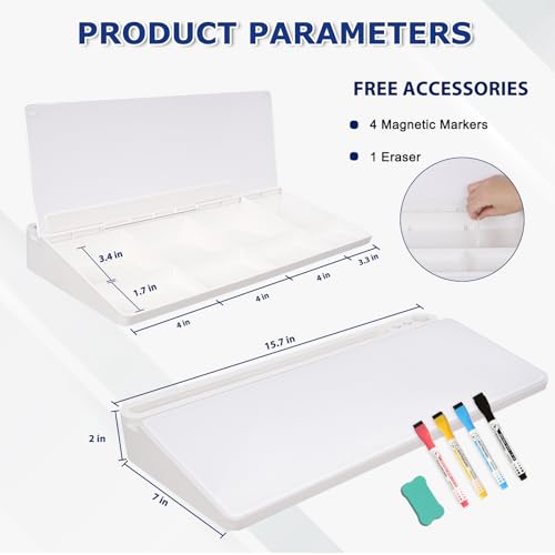 Desktop Glass Whiteboard with Storage, Desk Dry Erase White Board Stand - color: Organizer-all White