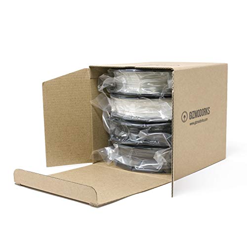 Gizmo Dorks 1.75mm PLA 3D Filament 4 Color 200g Each Black Grey Clear White - color: 02-black, Grey, Transparent, White