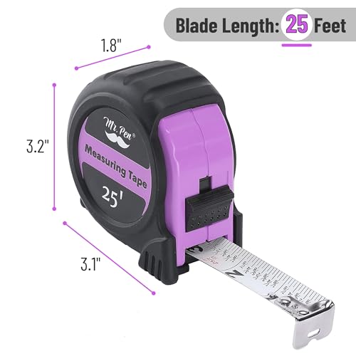 Mr. Pen- Retractable Tape Measure 25 ft, Pastel Purple, Easy Read - color: Pastel Purple, size: 1 pcs