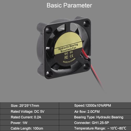 K2 Plus extruder Fan, K2 Plus 2507 Axial Fan: 5V 10000RPM High-Speed Cooling Fan Compatible for Creality K2/K2 Pro/K2 Plus 3D Printer (Efficient, Low Noise), K2 Series Upgrade Part - style: K2 Plus Fan