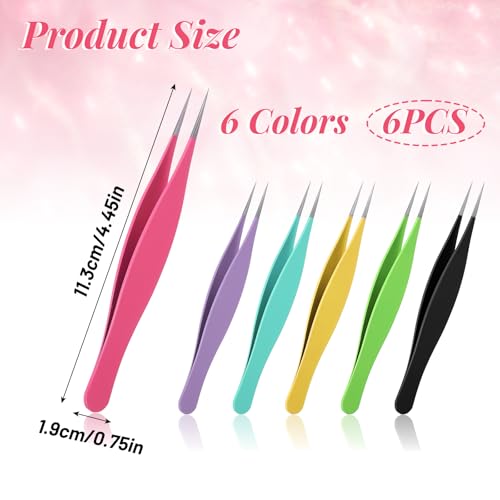 Nogeqi 6 Pcs Pointy Tweezers Pointed Tweezers Needle Nose Precision Fine Point Tweezer Pointed Tip Stainless Steel Ingrown Hair Tweezer For Nose Face Hair Eyebrow Blackhead Remover Women