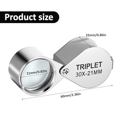 Jewelers Loupe 30x Foldable Hand Lens Eye Loops Magnifier Jewelers Loupe Pocket Magnifying Glass for Detecting Coin Diamonds Gems Jewelry Stamps Antiques