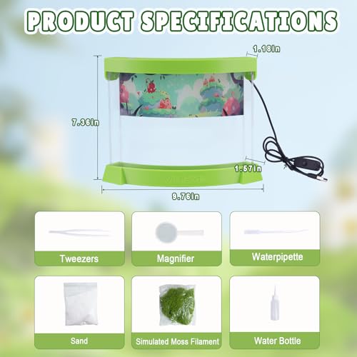 Illuminated Ant Farm Habitat with Magnifier - Educational Ecosystem for Ant Colony Observation, Home & Classroom Science Study (Live Ants Not Included)