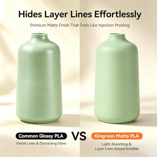 Kingroon Matte PLA Filament 1.75mm 3D Printer Filament Matte Green 1kg Dimensional Accuracy +/- 0.02 mm - color: Matte Green