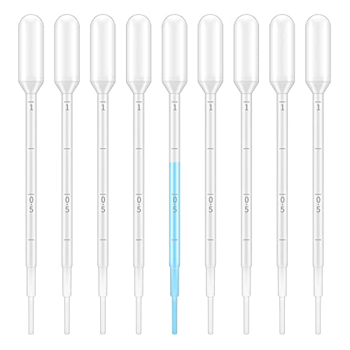 KINGLAKE Plastic Transfer Pipettes 1ml,Essential Oils Pipettes,Gradulated,Pack of 100