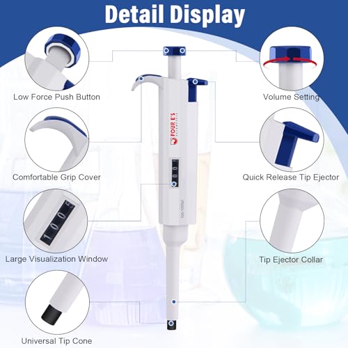 1000uL Micropipette, 1mL Lab Single Channel Micro Pipettes - size: 100-1000μl