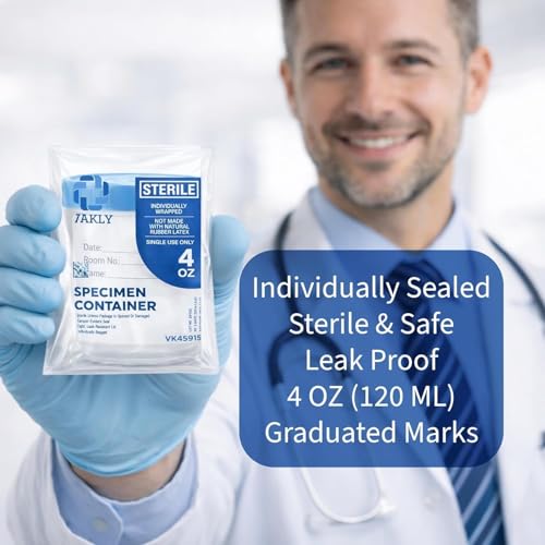 Vakly Sterile 4 oz Specimen Cups with Leak-Proof Lids for Lab Testing 10 PK