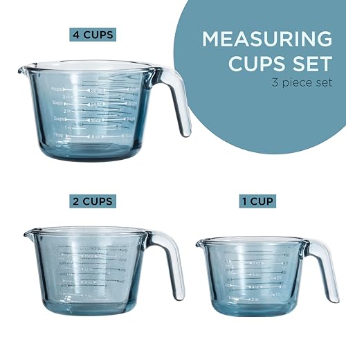 COOK WITH COLOR Glass Measuring Cups - Ideal for Cooking and Baking, Blue - color: Blue
