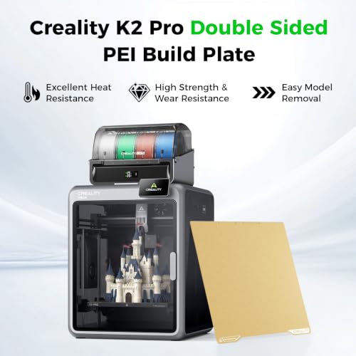 Creality K2 Pro Build Plate, 325×310 mm K1 Max PEI Coating Spring Steel Magnetic Bed, K2 Pro Upgrade Printing Plate, Double Sided Frosted Textured Build Plate for Creality Ender 3 V3 Plus 3D Printer - color: PEI Frosted Gold, size: K1 Max/Ender 3 V3 Plus/