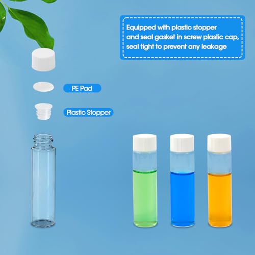 12PCS 20ml Clear Glass Small Vials with White Screw Caps & Plastic Stoppers - color: CLEAR, size: 20ml