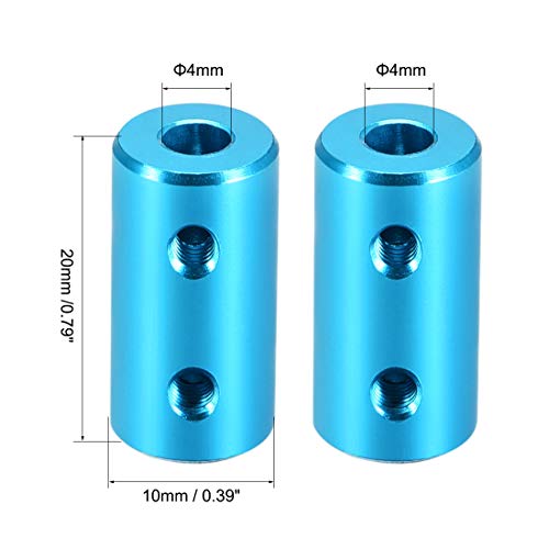 uxcell 4mm to 4mm Bore Rigid Coupling Set Screw L20XD10 Aluminum Alloy,Shaft Coupler Connector,Motor Accessories,Light Blue,2pcs - size: 4mm to 4mm