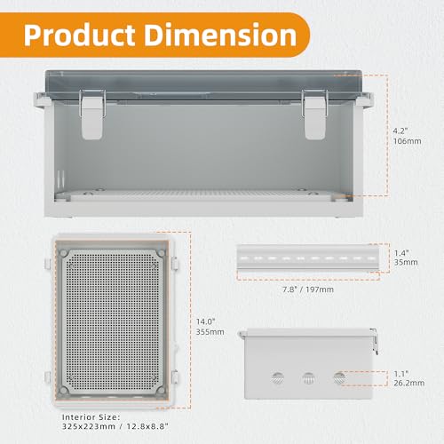Joinfworld Clear Electrical Enclosure Box 12.8x8.8x4.2 for WiFi Router - size: 12.8 x 8.8 x 4.2 inches