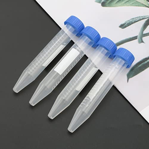 Kesell 10ml Centrifuge Tube Conical Bottom Blue Screw Cap with Clear Graduation and Writing Area, Pack of 20