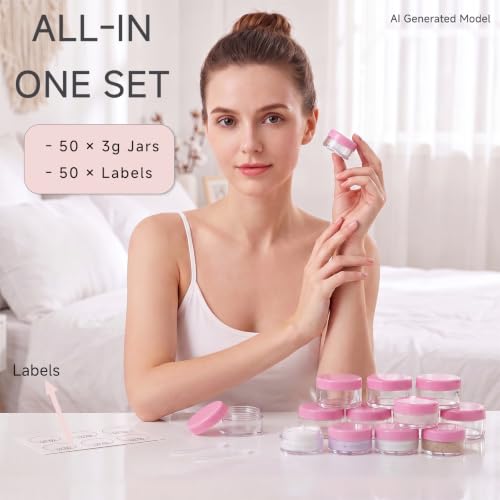3 Gram Sample Containers with Lids, 50 Count, Pink Lid - color: Pink