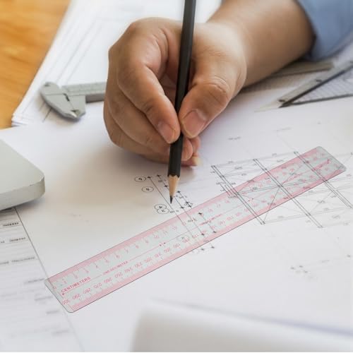 6 Pack 12" Clear Plastic Metric Rulers with 3 Scales