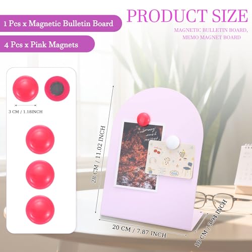 PATIKIL Magnetic Bulletin Board Pink with 4 Pink Magnets Metal Board - color: Pink/Pink