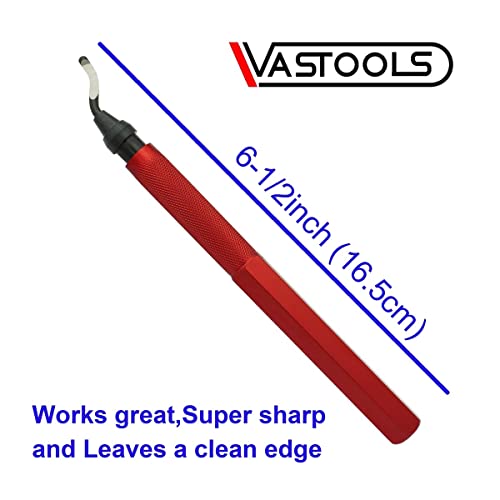 VASTOOLS Deburring Tool Kit Metal Handle Chamfer Tool 6.5Inch for Aluminum Steel Plastic Tube Hole 3D Printed Plastic Edges with Extra 10 HSS Blades Red Handle… - style: Red Handle_10blades