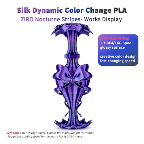 ZIRO Stripes Effect Multi-Color Filament, 1KG 1.75mm PLA, Nocturne Stripes - color: Nocturne Stripes (Silk)