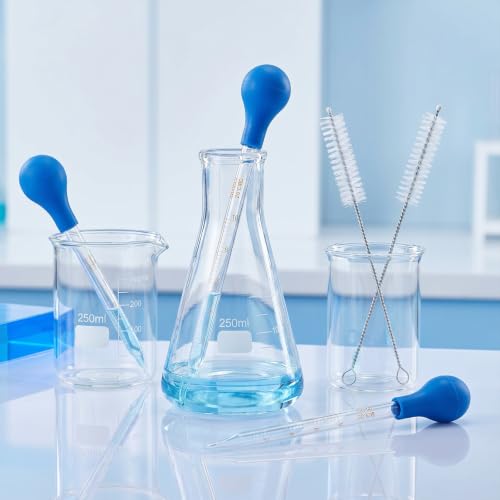 Glass Pipette 2Pcs 10ml Dropper with Rubber Hats, Cleaning Brush