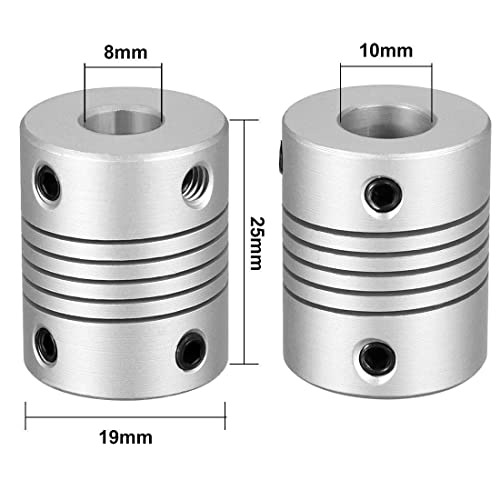 RANIT 5Pcs Aluminum Alloy Shaft Coupling Flexible Coupler Motor Connector Joint (8mm to 10mm,L25xD19) - size: 8mm to 10mm,L25xD19