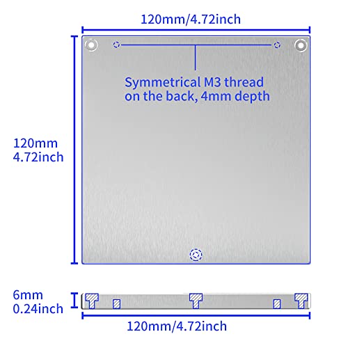 Voron 0.1 V0.1 120mm MIC6 Aluminum Build Plate Holder【120mm/4.72in】 Heatbed Hotbed Support for Voron 0.1 V0.1. - size: 200