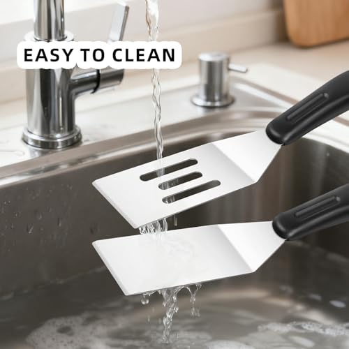 2 Pieces Stainless Steel Mini Serving Spatula, Metal Spatulas for Kitchen Use, Small Spatula with Heat Resistant Handle for Desserts, Cookie, Eggs, Pancakes, Brownies, Cake