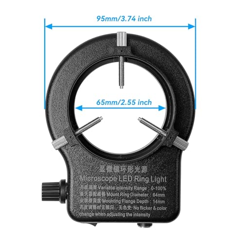 USB LED Ring Light Illuminator, 144 64 LED White Adjustable Lamp for Industry Monocular Binocular Trinocular Stereo Video Lens Microscope & Camera (USB 144 LEDs)… - color: 144 LED