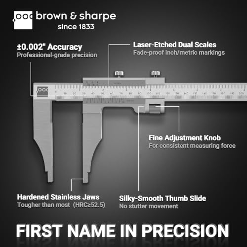 Brown&Sharpe 12 Inch Vernier Workshop Caliper 1/128 Inch Fine Adjustment