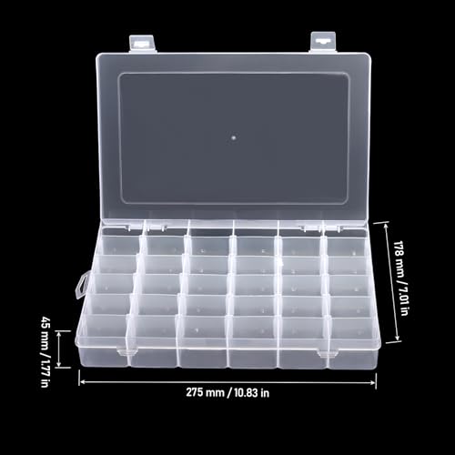 KINJOEK 8 Pack 36 Grids Plastic Bead Organizer Containers Storage, Adjustable Dividers Diamond Jewelry Craft Painting Storage Case, Clear Small Fishing Tackle Box for Sewing Cross Stitch Accessories - color: Clear, size: 36Grid 8PCS