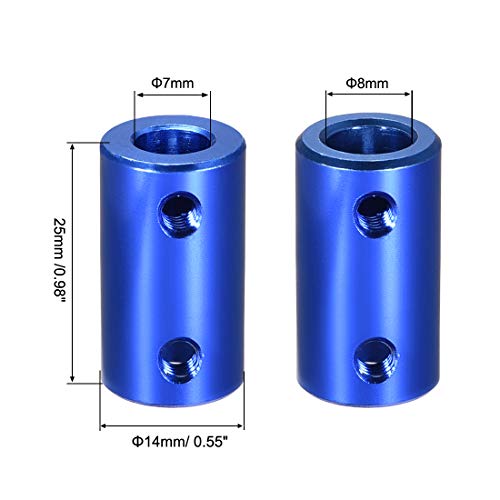 uxcell 2pcs 7mm to 8mm Bore Rigid Coupling Set Screw L25XD14 Dark Blue - size: 7mm to 8mm