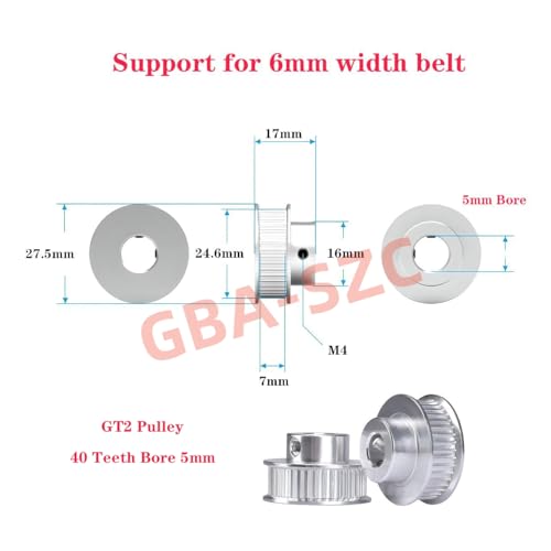 GT2 Pulley 40 Teeth 5mm bore Width 6mm Timing Belt Pulley Aluminum 40T Pulley Wheel for 6mm Width GT2 Timing Belt for 3D Printer,CNC (4pcs) - size: 40 Teeth, style: bore 5mm