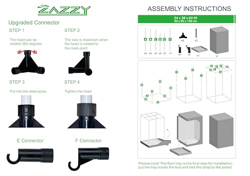 zazzy Hydroponic Grow Tent, 24"x36"x60" Reflective Mylar Grow Tent - size: 24"x36"x60"