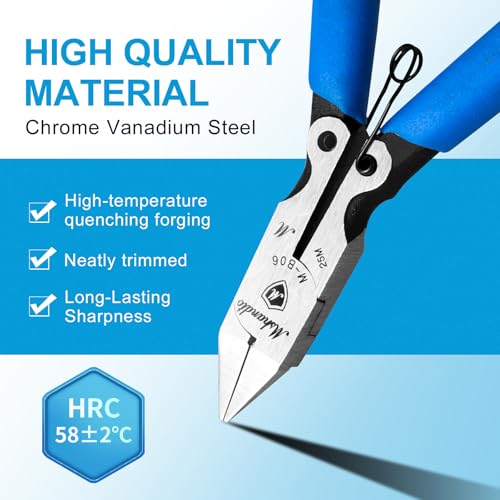 5" Flush Cutter Wire Cutters, Ultra-Sharp Precision Side & Diagonal Cutting Pliers with Spring, Chrome Vanadium Steel Wire Snips for Electronics, Model, Floral, Plastic & Soft Wire - size: B06-1Pack