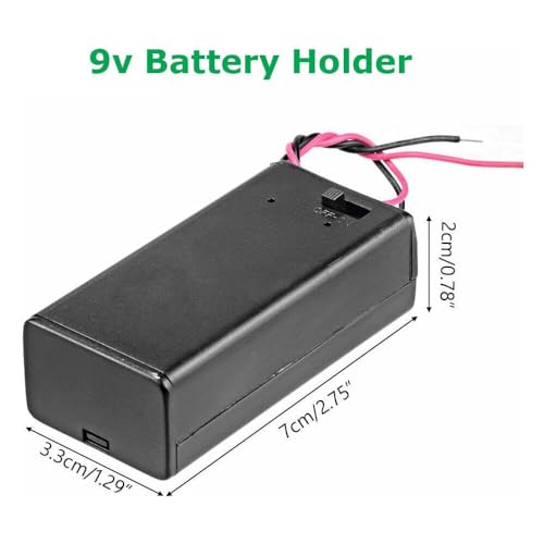 7PCS 9V Battery Holder with ON/OFF Switch, 9 Volt Battery Box with Leads