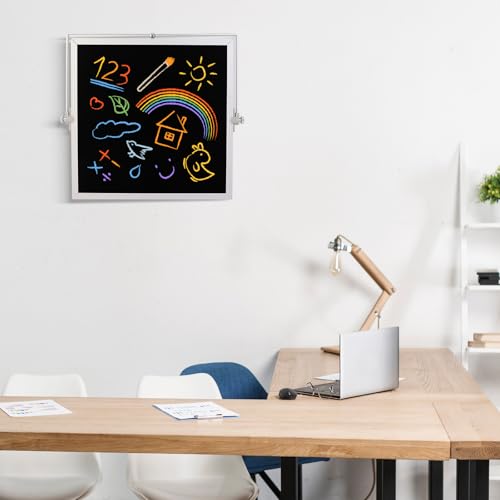 Small Magnetic Chalk Board Easel 10"X10", Double-Sided Tabletop & Wall Hanging Chalkboard with 4 Chalks & Eraser, Desktop Mini Black Board Sign for Office Desk Home Menu and School - size: 10" x 10"