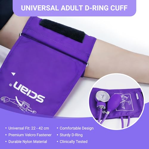 SCIAN Manual Blood Pressure Cuff - Aneroid Sphygmomanometer with European Cuff 8.7-16.5" and D-Ring, Come with Carrying Bag for Nurse Doctor Senior Adult, Purple - color: Purple (M Cuff 8.7-16.5")
