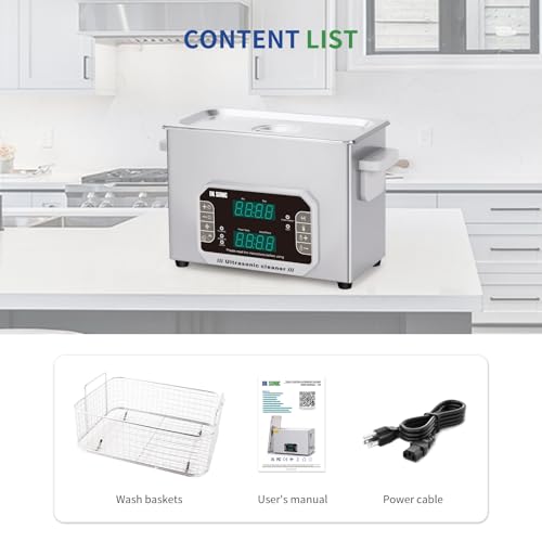 DK SONIC Professional Ultrasonic Cleaner 4L,120W Precision Ultrasonic Jewelry Cleaner with Timer,Heater&Touch Control, Multi-Application for Glasses,Chains,Watches (Include Basket) - size: 4L