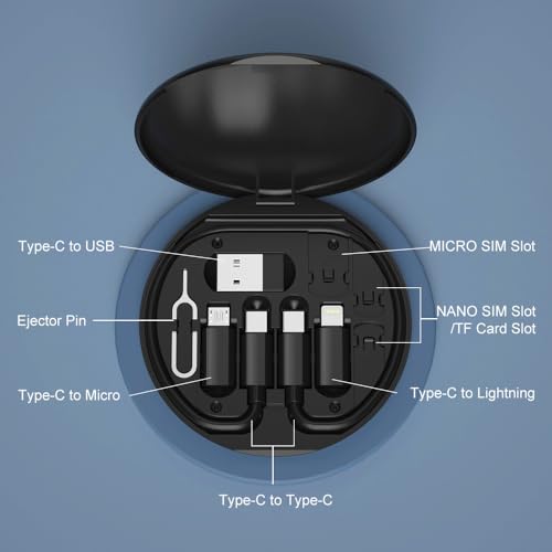 YANZIE USB Adapter Kit, USB C Travel Organizer Case with Phone Stand, Black - color: Black