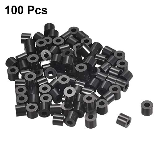 uxcell Nylon Round Spacer Washer 3.2mm ID 7mm OD 7mm Height for M3 Screws Black 100Pcs - size: 3.2mmx7mmx7mm