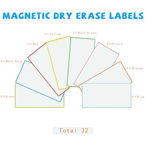 32pcs Magnetic Dry Erase Labels Colorful Name Tags Reusable Labels (Colorful, 4 x 1.8) - color: Colorful, size: 4*1.8