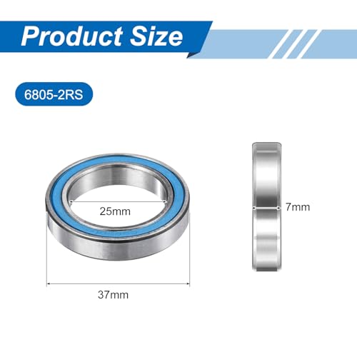 uxcell 8 Pcs 6805-2RS Micro Bearings, 25x37x7mm Chrome Steel, ABEC7 - size: 6805-2RS