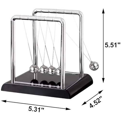 Newtons Cradle Balance Balls,Pendulum Balls with Black Base,Newtons Cradle Pendulum,Desk Decor for Men,Physics Toys,Metal Creative Ornament Crafts,Mind Bending Desk Sculpture - Black