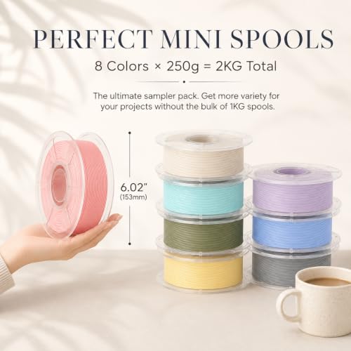 iplusmile 8 Muted Pastel Colors PLA 3D Printer Filament Bundle 1.75mm - color: Earthy & Muted Collection, size: 2KG