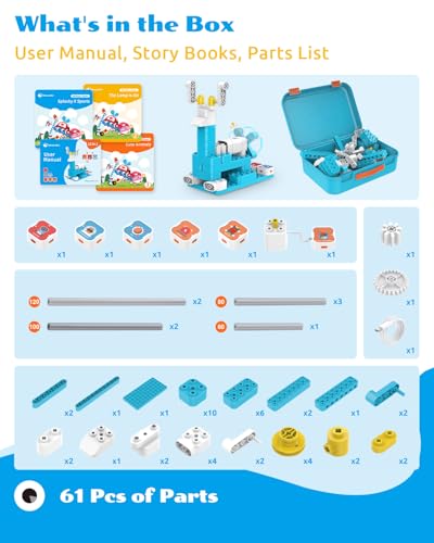 WhalesBot A3 12-in-1 STEM Blocks Coding Robot Kit for Kids, 61-Piece Educational Building Set with Interactive Storytelling, Ideal Toy Gift for Boys & Girls Ages 3-6 - style: WhalesBot A3 Coding Robot